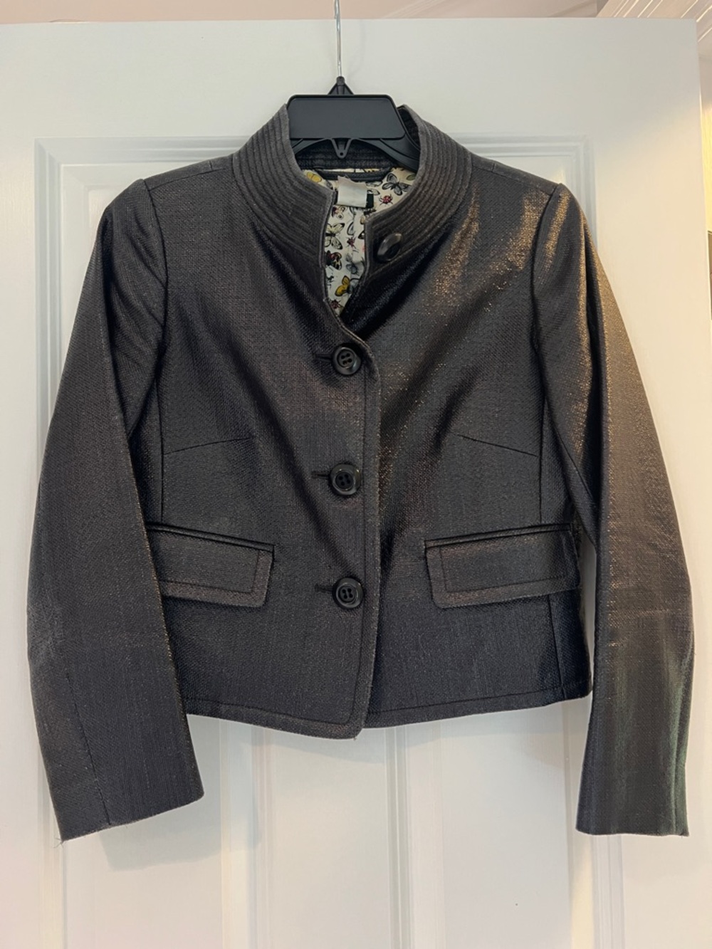 J. Crew VINTAGE Black Cropped Button Jacket